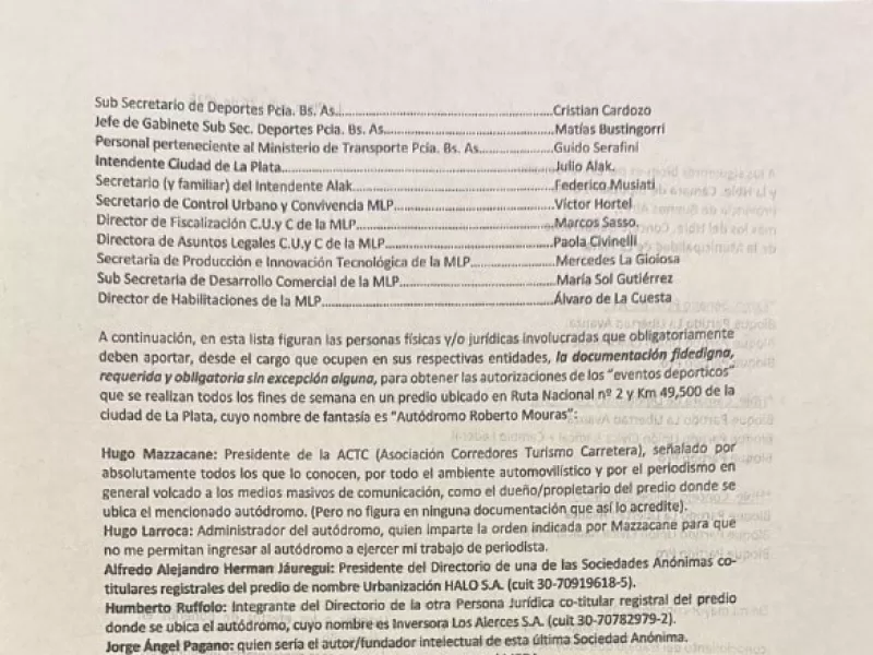 Grave denuncia por supuestas irregularidades en el Autódromo