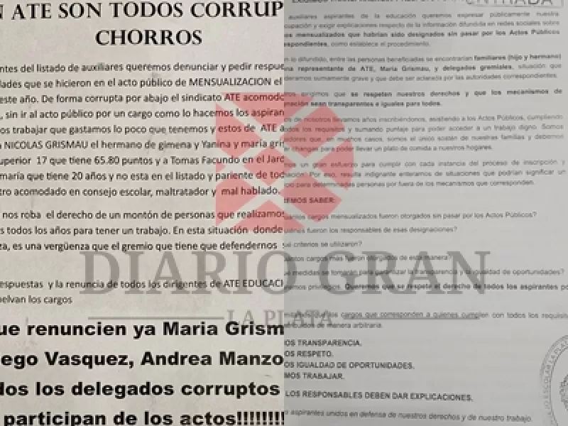 Corrupción y nepotismo en el Consejo Escolar de La Plata y ATE: denuncian irregularidades en la asignación de cargos auxiliares